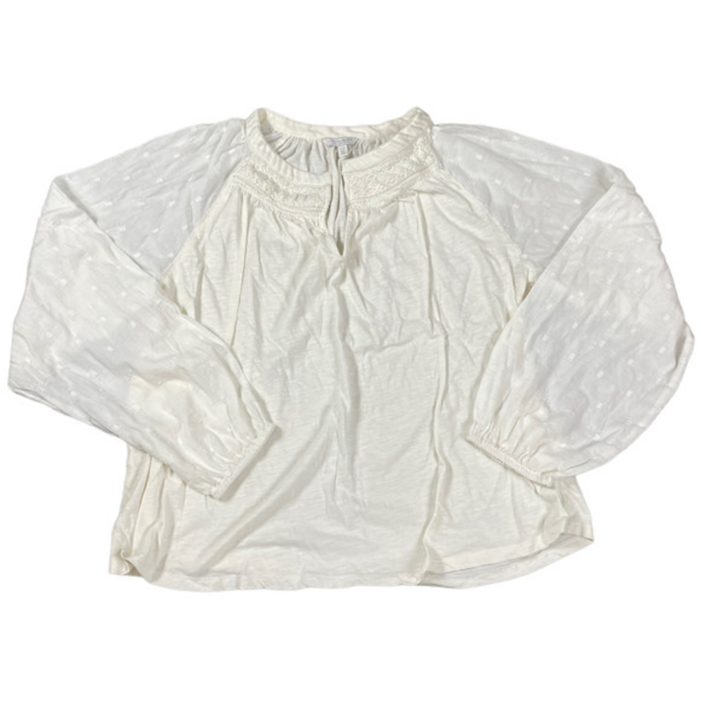 Lucky Brand baby doll top Long Sleeve white Size Large